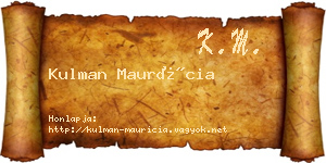 Kulman Maurícia névjegykártya